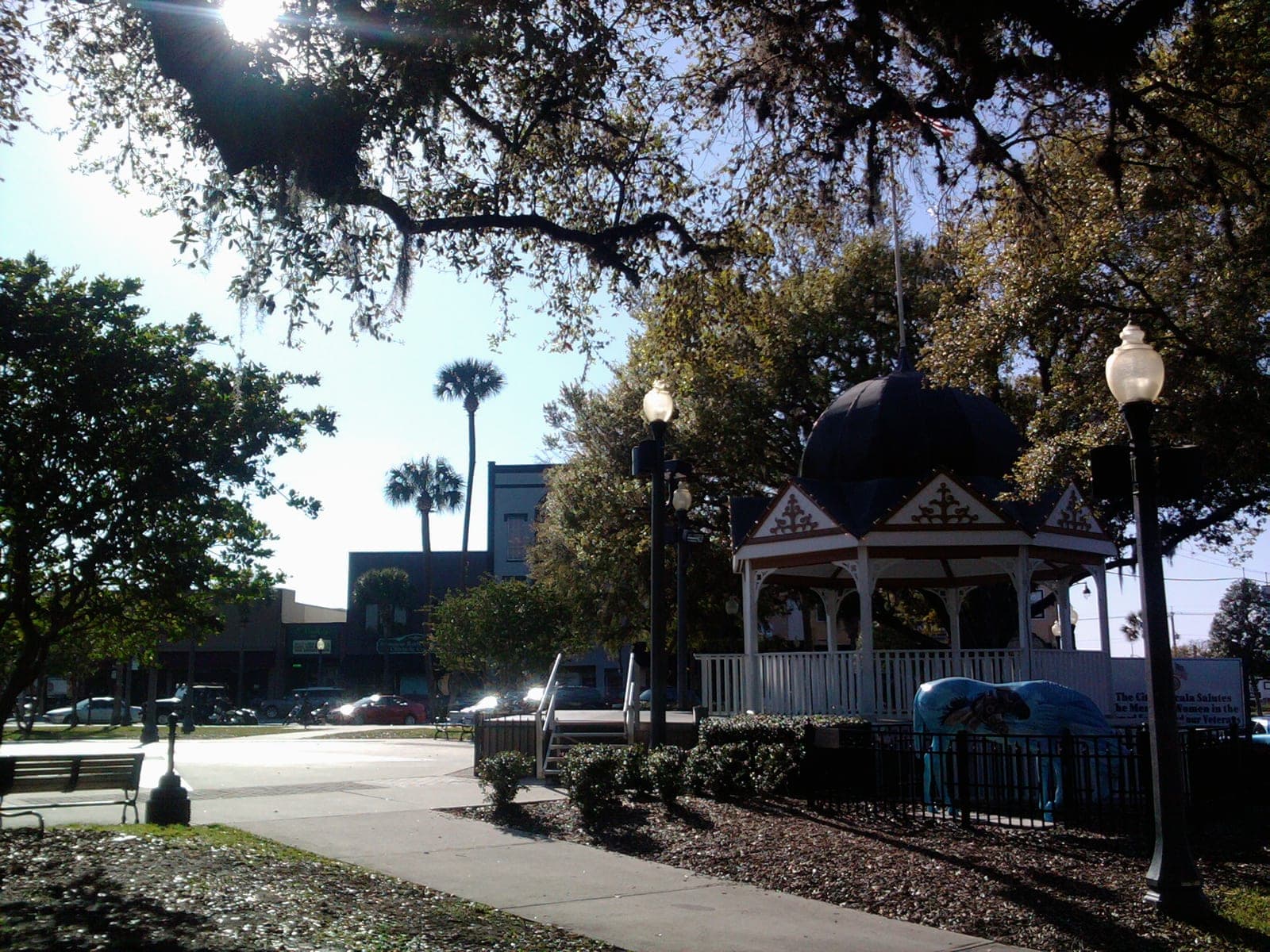 Downtown Ocala's Horse Fever sculpture and gazebo
